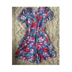 Floral Short Sleeve Vintage Romper